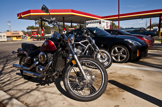 Resting at a gas station Resting at a gas station